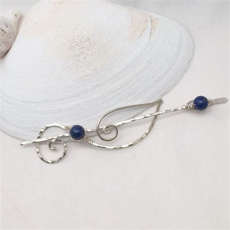 Shawl Pin Sterling Silver With Lapis Lazuli Scarf Sweater Etsy