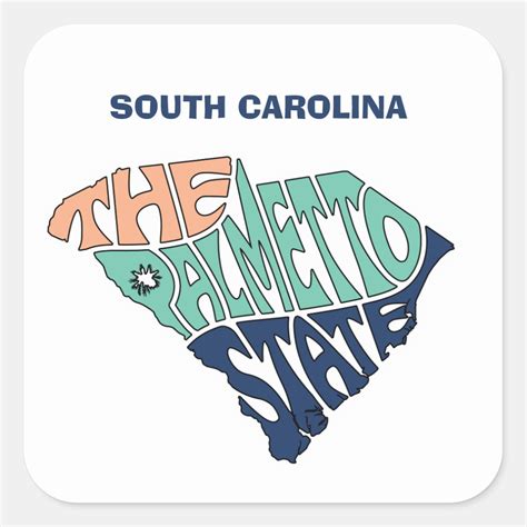 South Carolina Nickname Word Art Square Sticker Zazzle