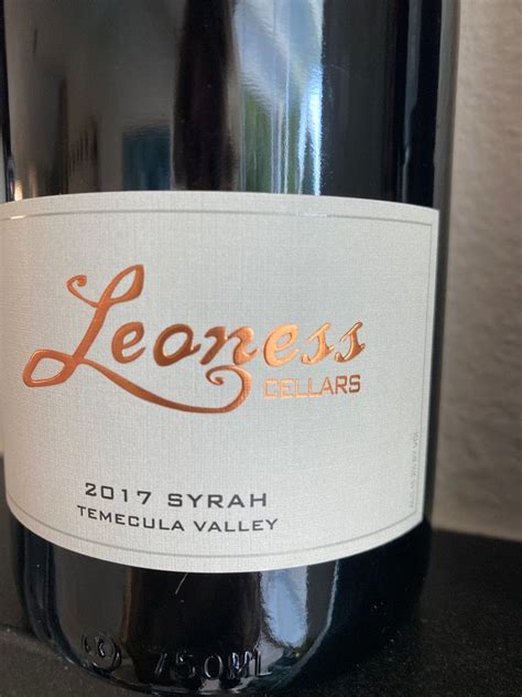 2017 Leoness Cellars Syrah Cellar Selection Series Usa California