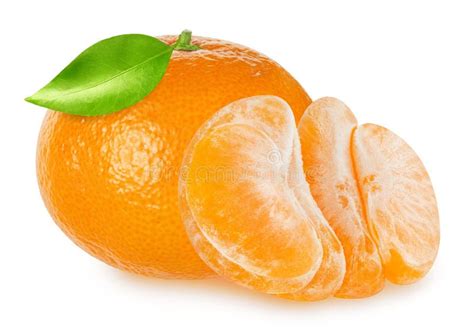 Isolated Tangerine Or Mandarin Whole And Slices Of Citrus Fruit