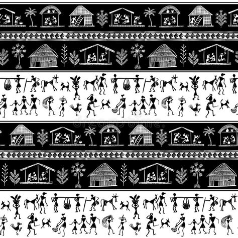 Warli Tribal Art Stock Illustration Illustration Of Card 75342445