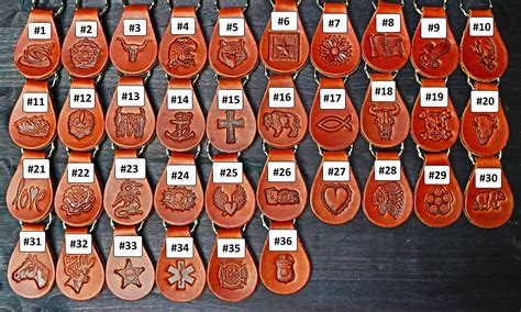 Custom Leather Keychain With Various 3d Stamps In Six Colors