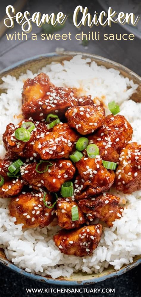 Its a real family favourite! Crispy Sesame Chicken with a Sticky Asian Sauce - Nicky's Kitchen Sanctuary