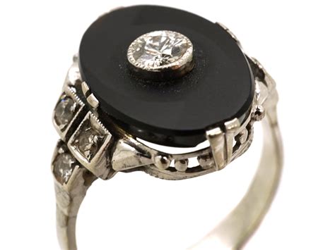 Art Deco 18ct Gold And Platinum Onyx And Diamond Ring 867l The Antique