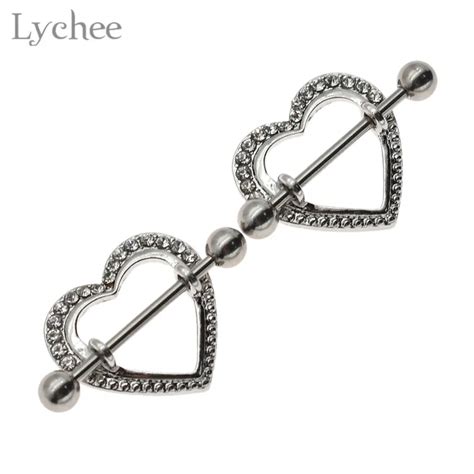 Lychee Sexy Stainless Steel Nipple Rings Piercing Trendy Heart Shape
