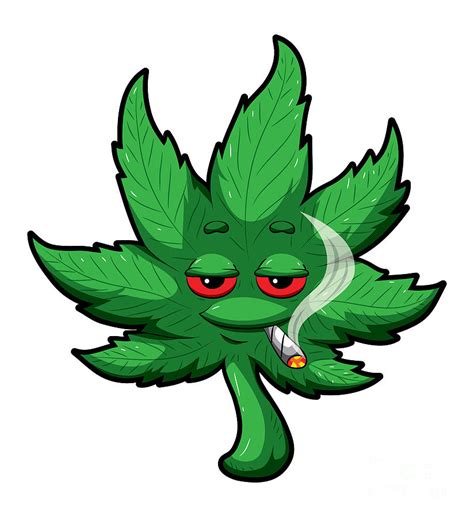 Cannabis Leaf With Red Eyes Smokes Weed Thc Cbd Digital Art By Mister