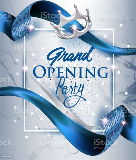 Elegant Grand Opening Invitation Card With Blue Textured Curled Blue ...