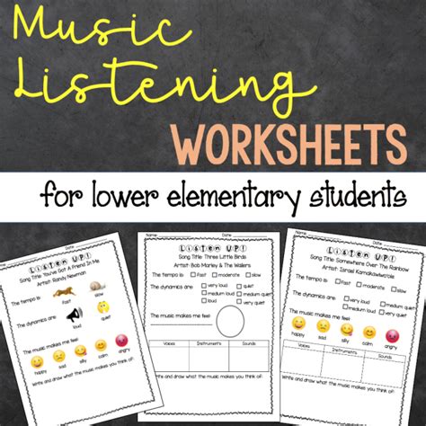 Music Listening Worksheets For Lower Elementary Printable And Distance