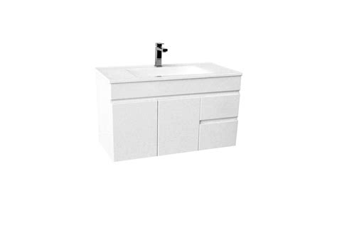 Espire 910mm Wall Hung Vanity Unit Single Bowl 2 Door 2 Drawers Wave Top White From Reece