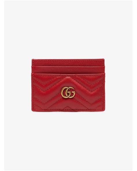 Gucci gg marmont black leather card holder. Gucci Red Marmont Leather Card Holder - Lyst