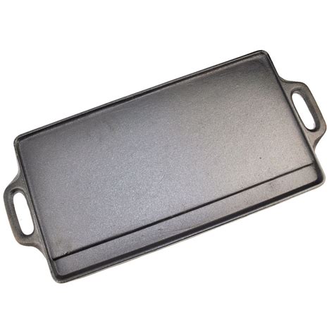 Non Stick Cast Iron Reversible Griddle Plate Grill Pan Indoor Bbq Hob