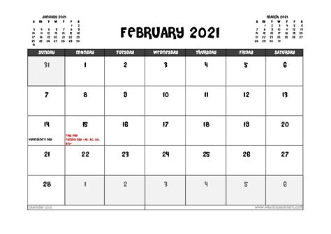 May 2021 calendar canada with holidays free printable is the latest worksheet that you can find. Printable February 2021 Calendar Canada - Free Printable ...