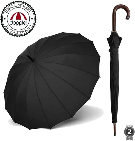41 CLASSIC Umbrella WOODEN Crook Handle MANUAL Walking Stick Umbrella