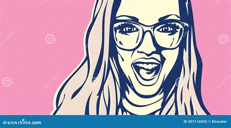 Pop Art Surprised Blond Woman Face With Open Mouth Cartoon Vector 86241717