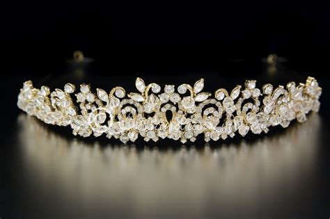Swarovski Crystal Wedding Tiara With Rhinestones In 14k Gold Crystal