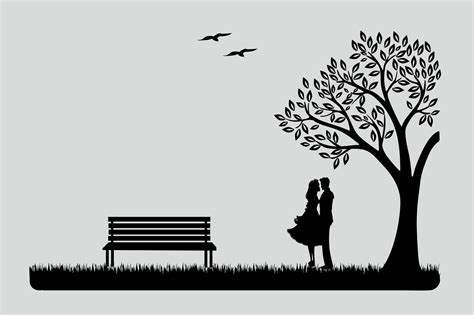 Lovers under the tree Couple silhouette Laser cut files SVG | Etsy