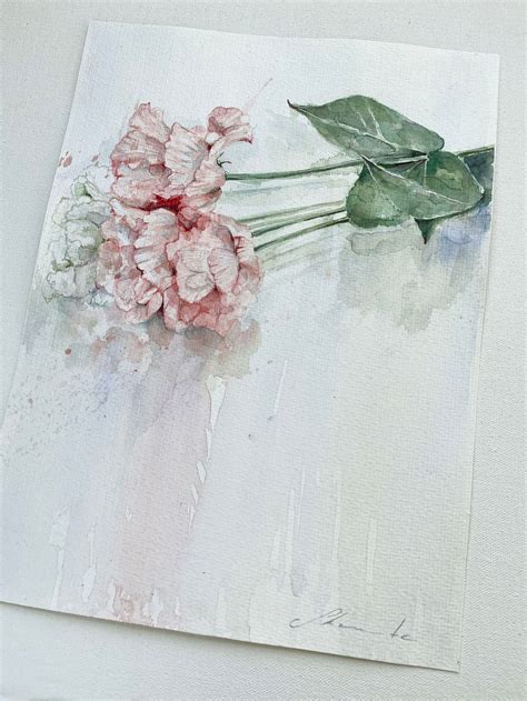 Original Painting Of Flowers Signed Watercolor Painting Etsy