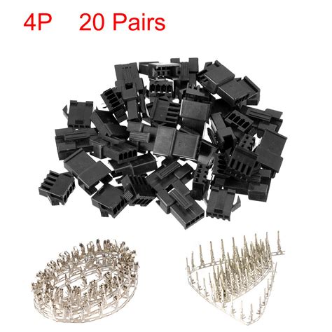 20 Pairs 254mm 4 Pin Male Female Sm Housing Crimp Terminal Connector