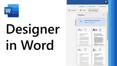 How To Use Designer In Microsoft Word Youtube