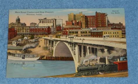 Antique Divided Back Postcard Main Street Viaduct And Ship Channel