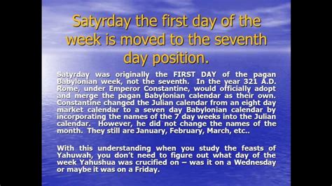 The Creators Calendar Part 2 Of 5 The Sabbath Day Youtube