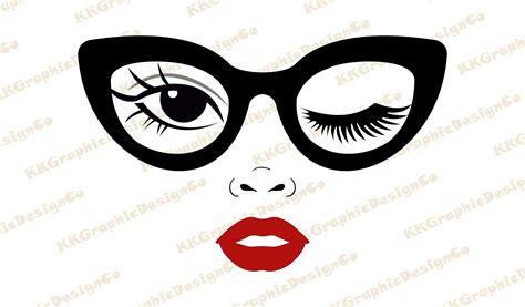 Woman Face Svg Woman In Glasses Svg Winking Svg Eyelashes Sv Inspire