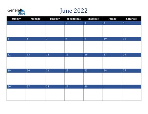 Calendar June 2022 Printable Best Calendar Example