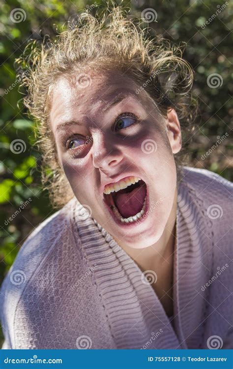 Insane Woman Screaming Stock Photo Image Of Human Caucasian 75557128