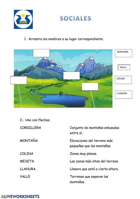 Ejercicio Online De Los Paisajes Para Primero De Primaria Puedes Hacer