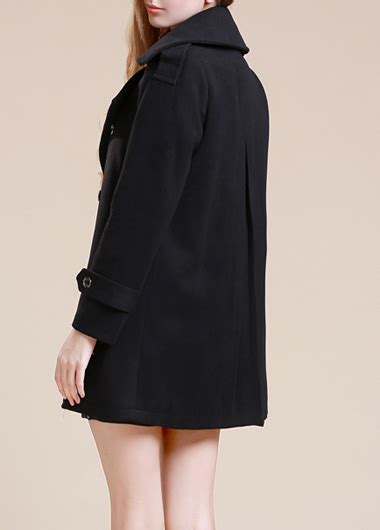 Fashion Turndown Collar Long Sleeve Coat With Button Black On Luulla
