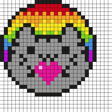 Pusheen With Rainbow Perler Bead Pattern Bead Sprites Characters Fuse Bead Patterns
