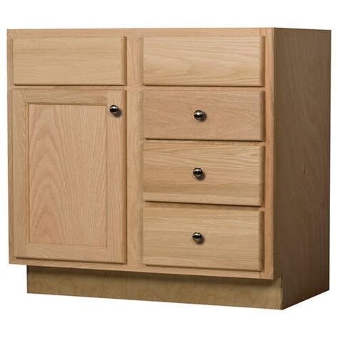 Solid oak unit's will also need to be adapted in some way to accomodate your own specific pipework, however, unlike most bathroom vanity units on the market today made from chipboard or mdf this unit is solid oak unit and as such drilling the appropriate holes to house the fittings will not affect the durability or solid structure of the unit. Quality One™ Unfinished Oak Vanity Cabinet with 3 Drawers ...