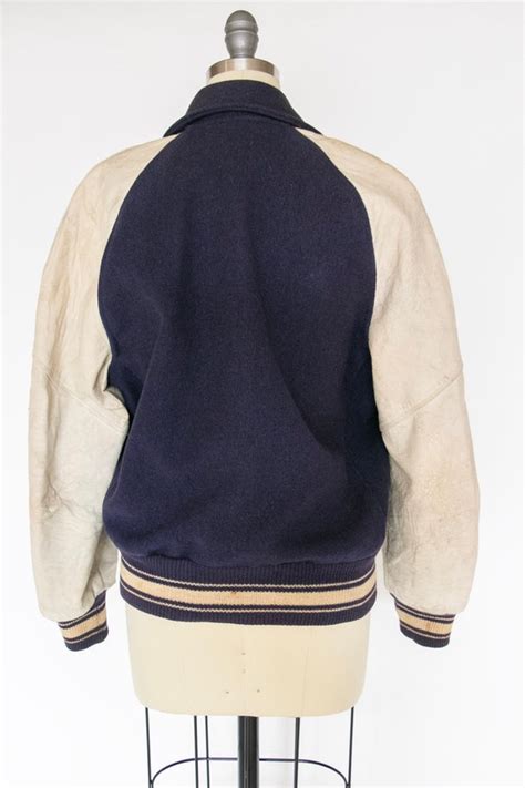 1950s Letterman Jacket Wool Leather Varsity Coat M Gem