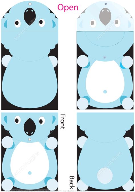 Cut Out Folder Template With Koala For Kids Free Printable Papercraft