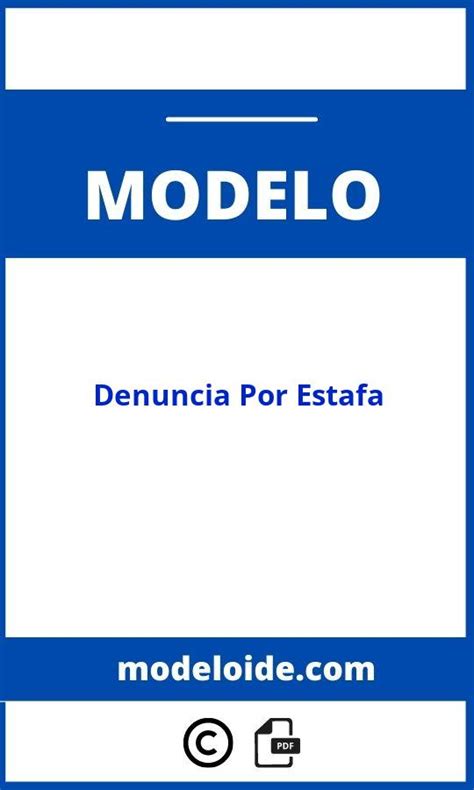 Modelo De Denuncia Por Estafa WORD PDF Formato