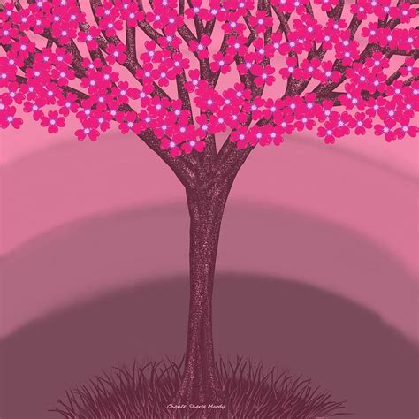 Monochrome Pink Tree In Bloom Digital Art By Chante Moody