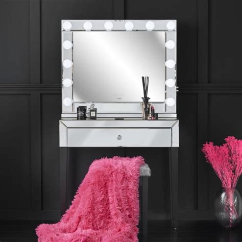Carme Ruby Rozanna Grey Dressing Table With Hollywood Mirror Led Lights