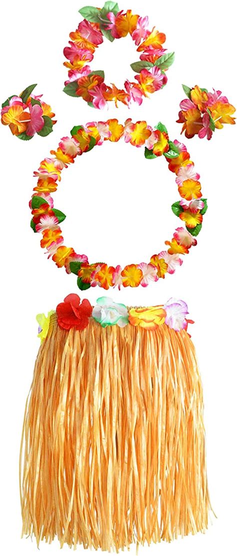 Hawaiian Leis Hula Grass Skirt Set Includes Hawaiian Garlands Necklace