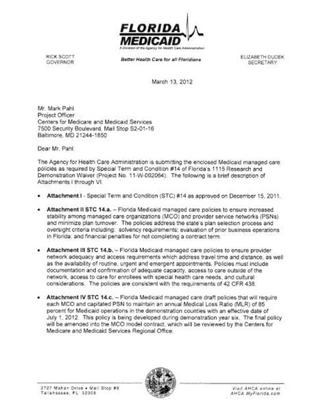 Letter To Cms Medicaid Managed Care Policies Agency For