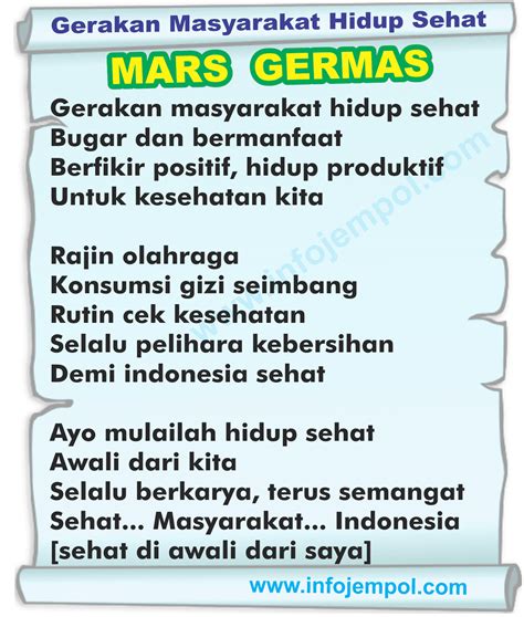 Lirik Mars GERMAS (Gerakan Masyarakat Sehat) - Download mp3