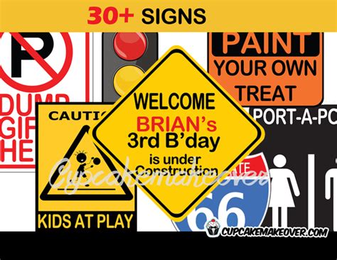 Printable Construction Signs For Kids Party