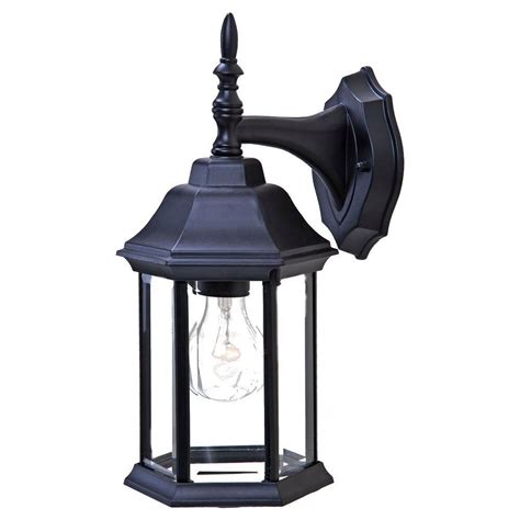 Home decorators collection 23482 1 light golden bronze outdoor 7 5 in wall mount lantern with clear water glass. Acclaim Lighting Craftsman 2 Collection 1-Light Matte Black Outdoor Wall-Mount Fixture-5182BK ...