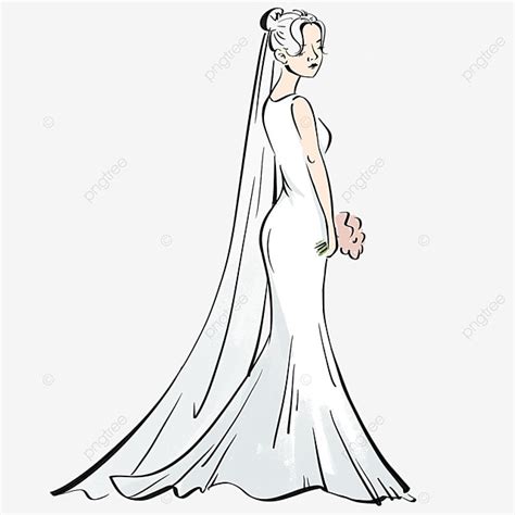 White Wedding Abstract Lineart Wedding Dress Wedding White Png