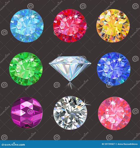 Set Of Colored Gems Stock Vector Illustration Of Rhinestones 59739587