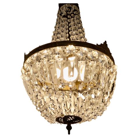 French Empire Revival Crystal And Ormolu Tent Form Chandelier C 1900