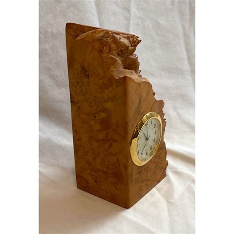 Mid Century Burl Wood Quartz Desk Clock By Charles Elkan Chairish