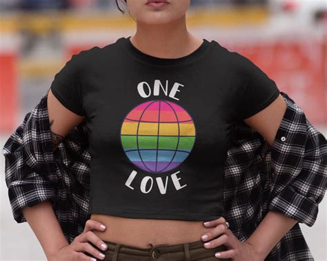 One Love Gay Pride Crop Top Rainbow World Gay Pride Shirt Etsy France
