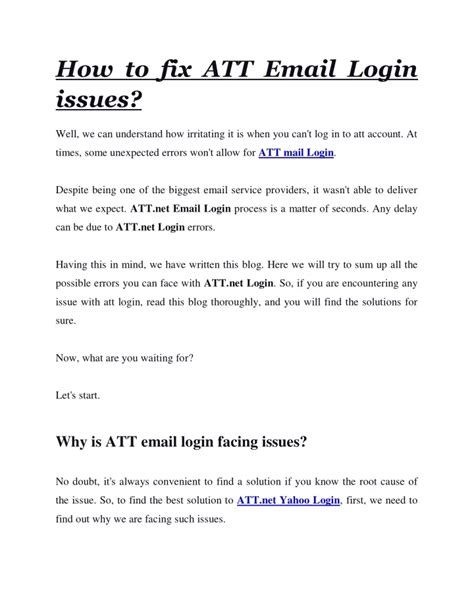 Ppt How To Fix Att Email Login Issues Powerpoint Presentation Free