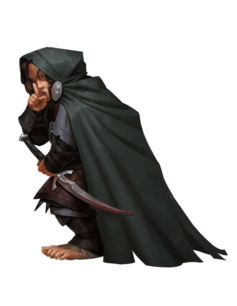 f halfling rogue thief leather armor cloak shortsword poison male urban city undercity river