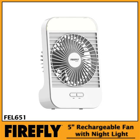 Firefly 5 Rechargeable Fan With Night Light Fel651 Original Authentic
